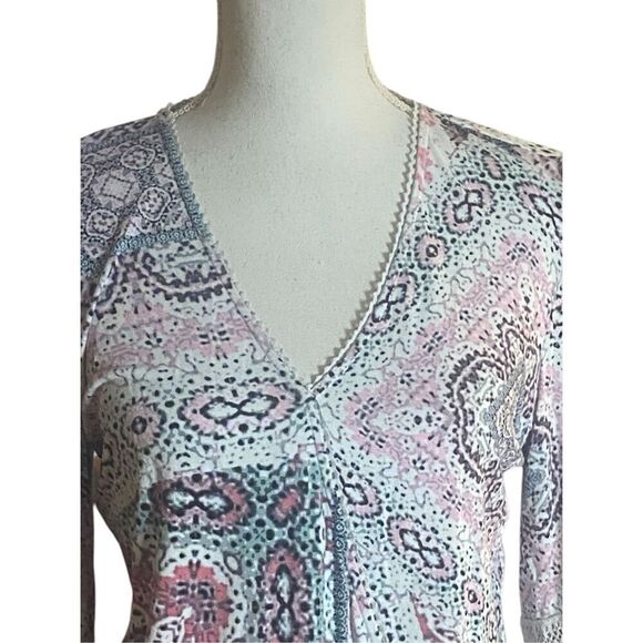 Haute Hippie Womens Pink Black Print Malia Surplice Faux Wrap Knit Top Small - Picture 2 of 6
